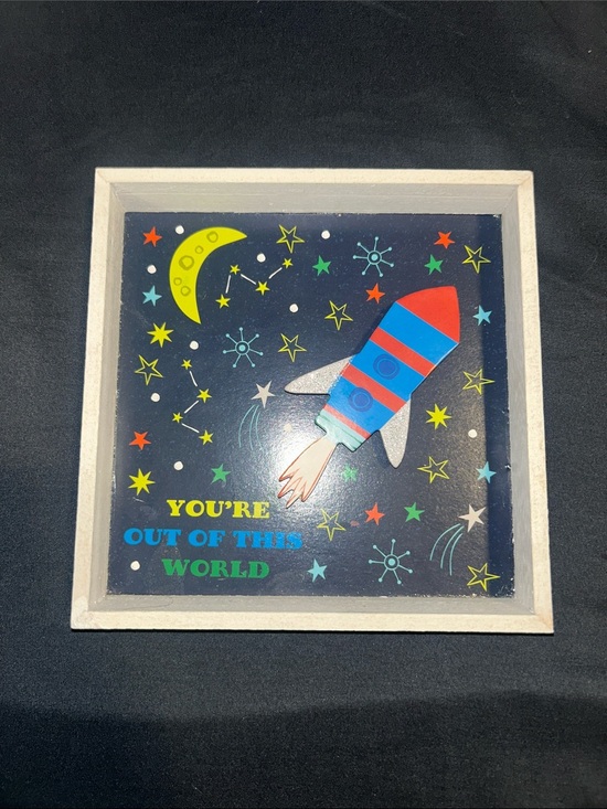 Other - Rocket Space Wall Art - Blue, Red, Yellow